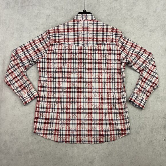Scully Western Shirt Mens Size Large L Red Plaid Pearl Snaps Paisley Embroidered - Picture 9 of 12